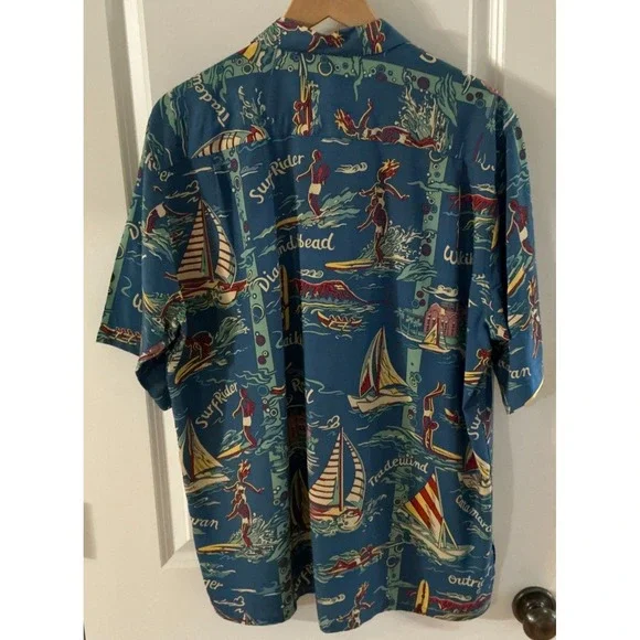 Vintage Alfred Shaheen by Reyn Spooner Rayon Hawaiian Shirt sz M Surf Sailboats‎